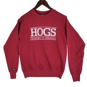 Vintage‎ Jansport Arkansas Razorbacks Hogs Sweatshirt Size Small Red Made In USA